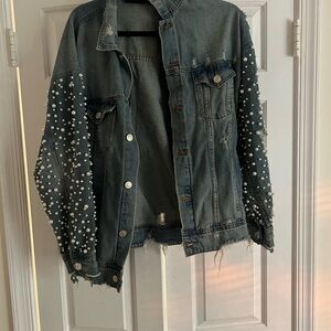 Pearl Embellished Denim Jacket